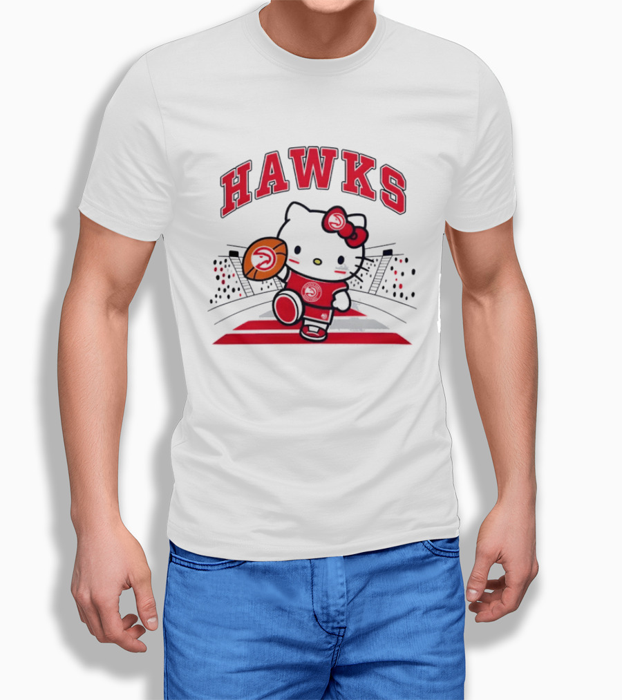 Hello Kitty Atlanta Hawks Basketball Collaboration 2026 NBA Season T-Shirt