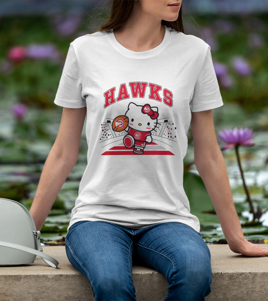 Hello Kitty Atlanta Hawks Basketball Collaboration 2026 NBA Season T-Shirt