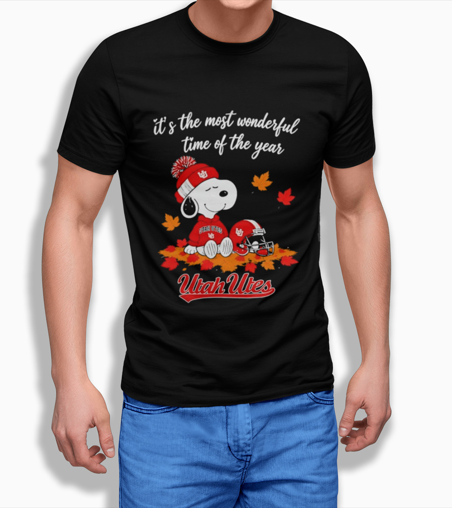 Snoopy It's The Most Wonderful Time Of The Year Utah Utes Autumn Cozy Vibe T-Shirt