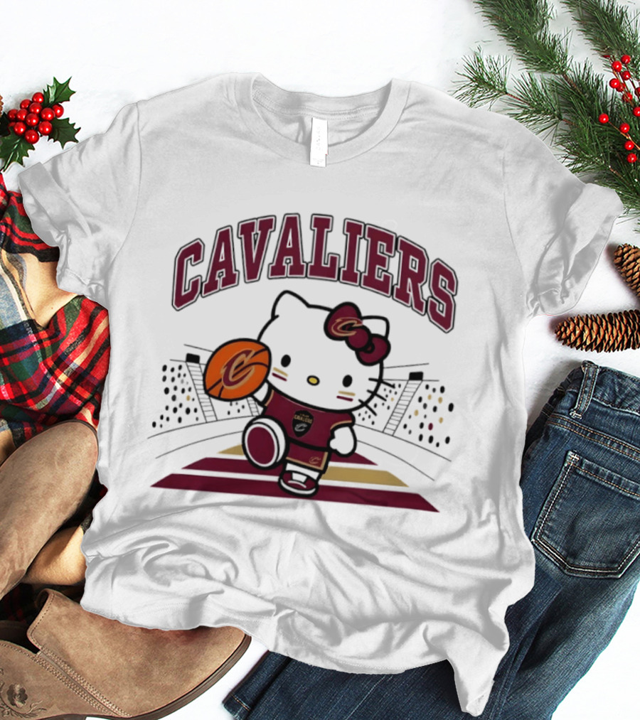 Hello Kitty Cavaliers Basketball 2026 NBA Season Collaboration T-Shirt