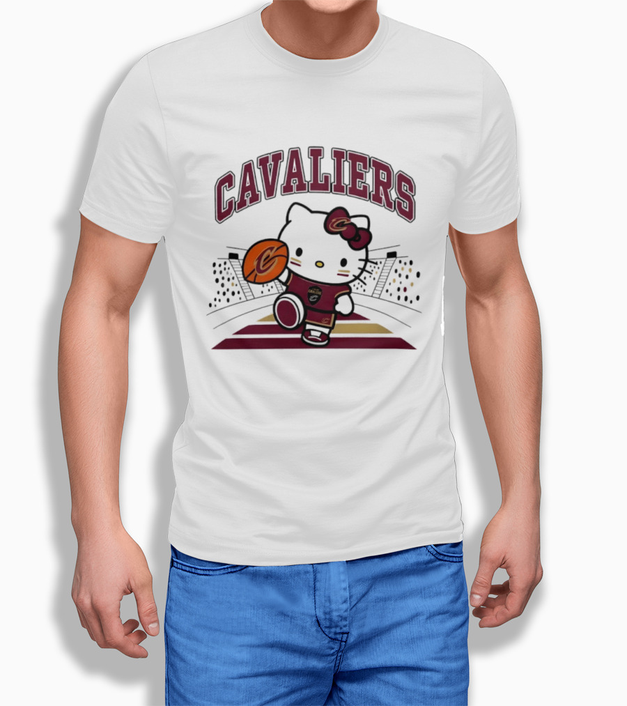 Hello Kitty Cavaliers Basketball 2026 NBA Season Collaboration T-Shirt