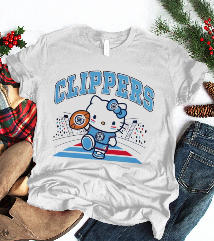 Hello Kitty Clippers 2026 NBA Season Basketball Fan Collaboration T-Shirt
