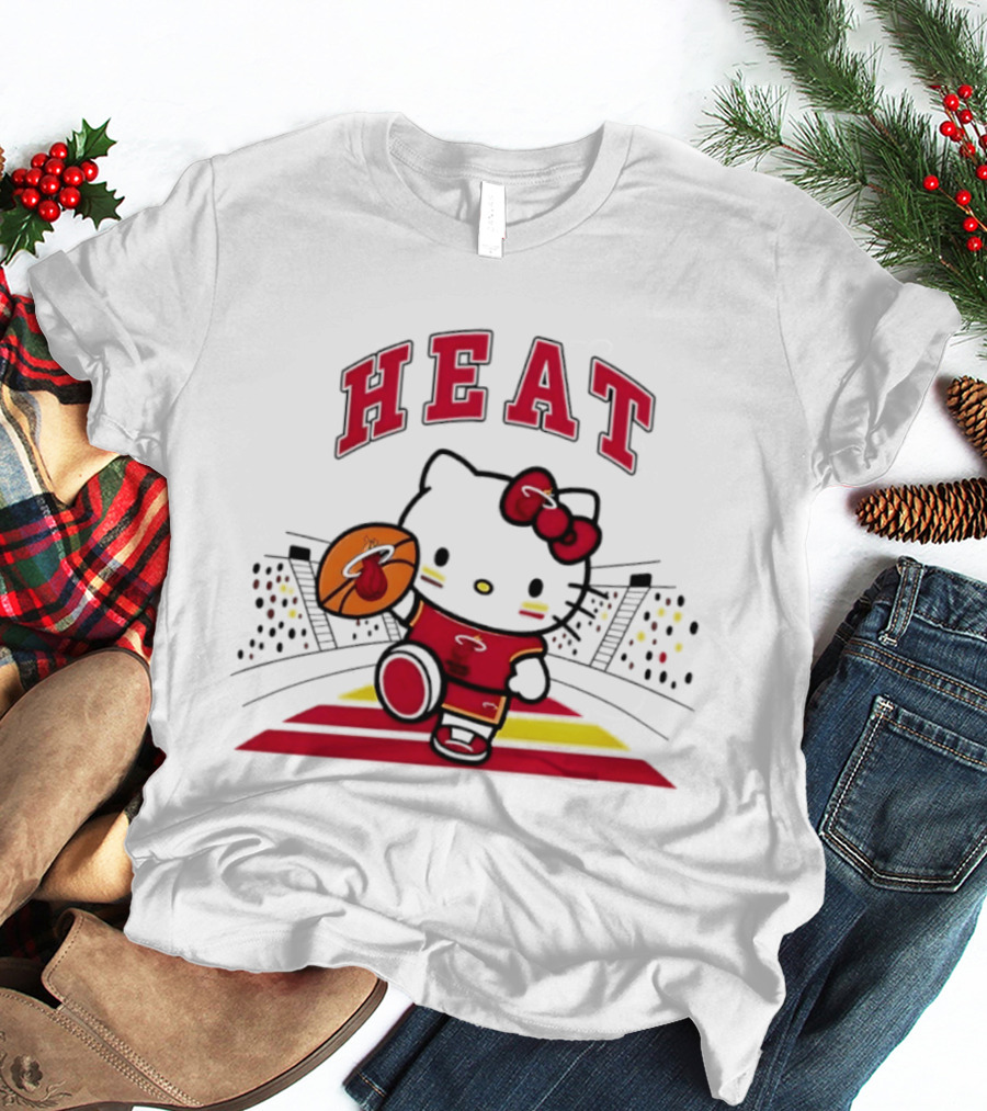 Hello Kitty Heat Miami NBA Basketball 2026 Season Collaboration T-Shirt