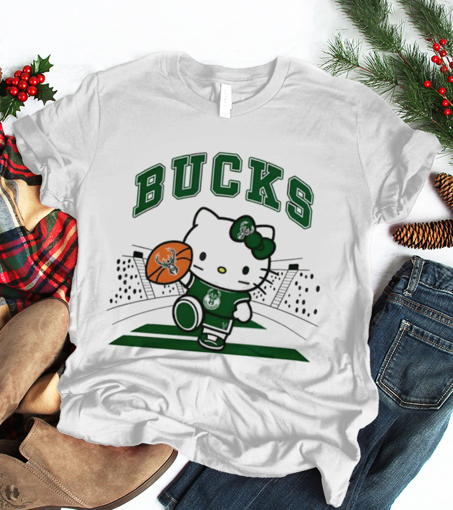 Hello Kitty Bucks Basketball Milwaukee Crossover 2026 NBA Season T-Shirt