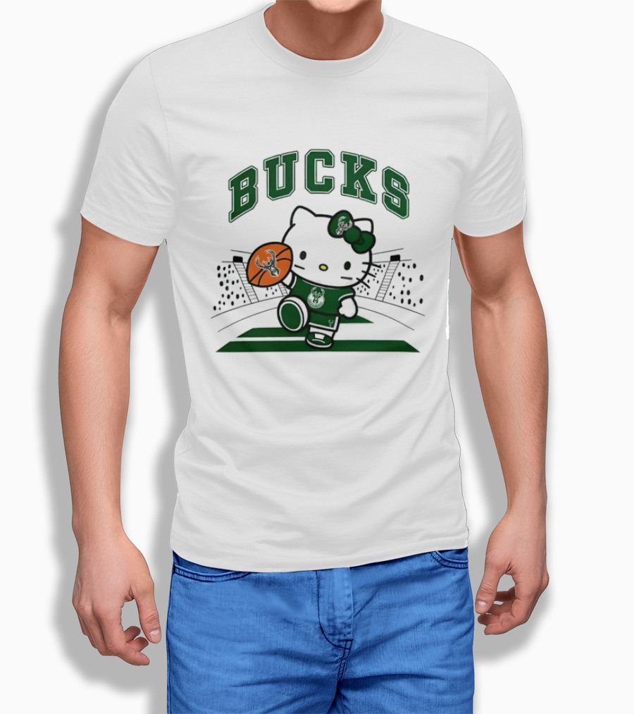 Hello Kitty Bucks Basketball Milwaukee Crossover 2026 NBA Season T-Shirt