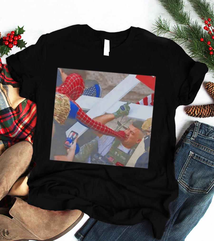 Invisible Touch Spider Man Meets Protester Face Off T-Shirt