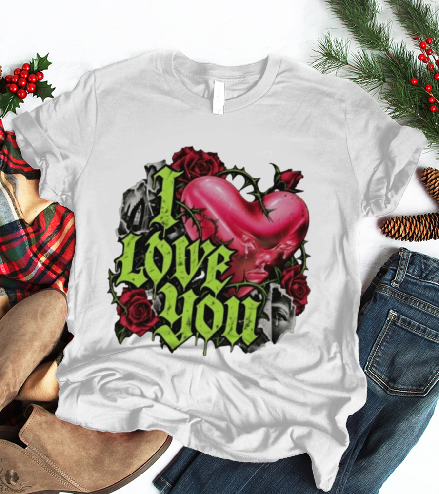 I Love You Gothic Heart Roses T-Shirt