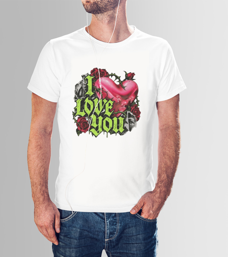 I Love You Gothic Heart Roses T-Shirt