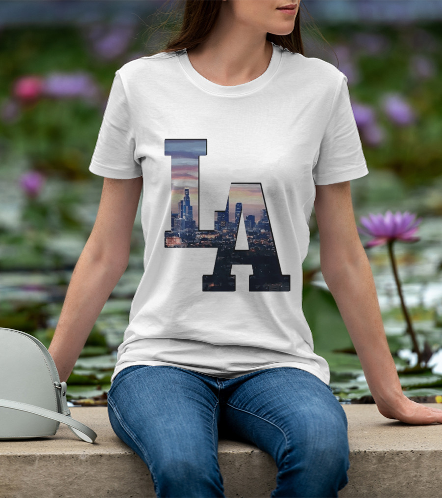 Los Angeles City Skyline LA California Sunset View T-Shirt