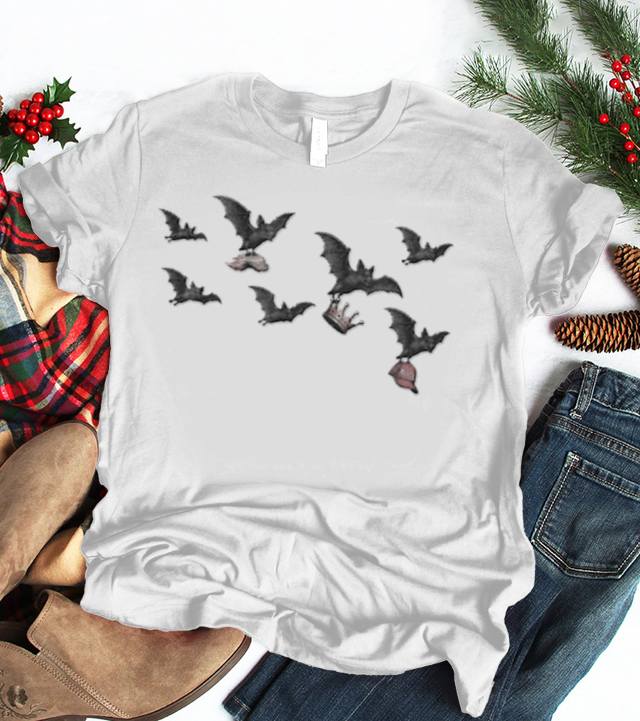 Maga Bats Halloween Crown And Broom T-Shirt
