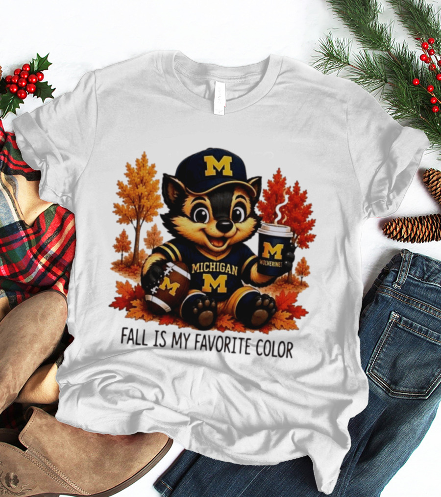 Michigan Wolverines Fall Is My Favorite Color Mascot Coffee Football T-Shirt