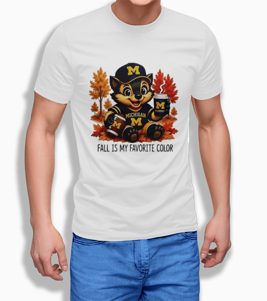 Michigan Wolverines Fall Is My Favorite Color Mascot Coffee Football T-Shirt