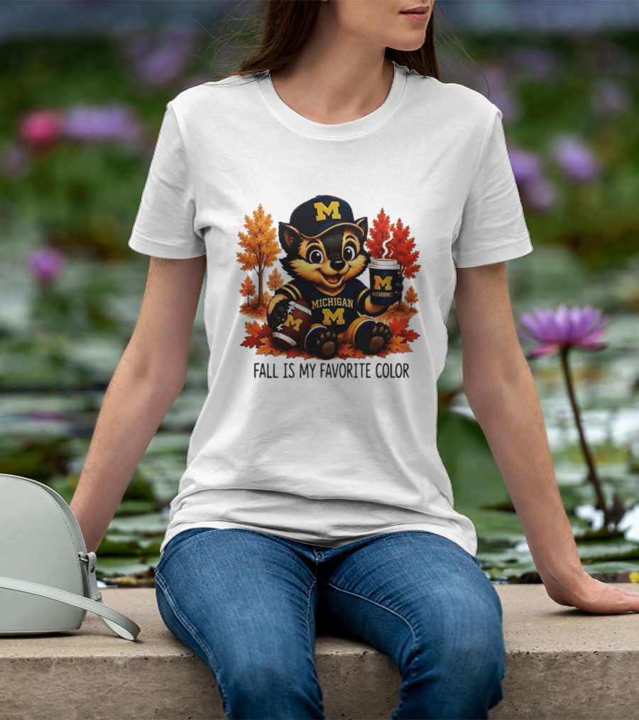 Michigan Wolverines Fall Is My Favorite Color Mascot Coffee Football T-Shirt