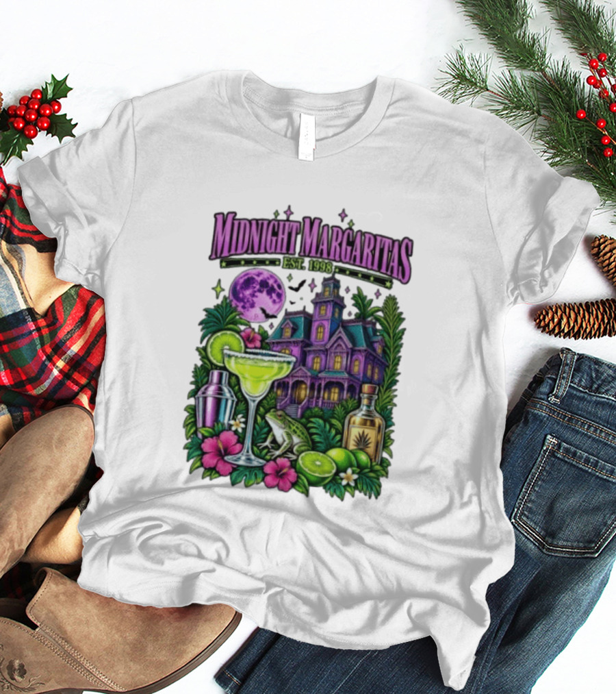 Midnight Margaritas Est. 1998 Haunted Mansion Tropical Vibes Lime And Moon Magic T-Shirt