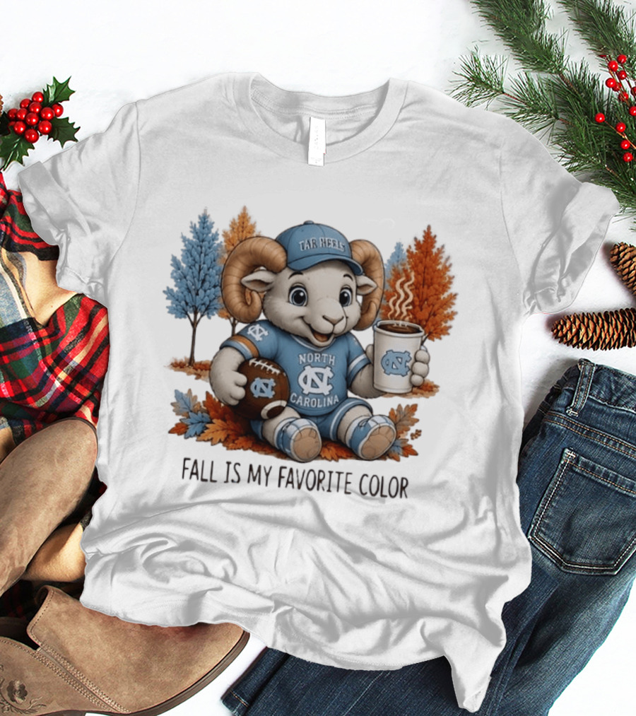 North Carolina Tar Heels Ram Fall Is My Favorite Color Football And Coffee T-Shirt