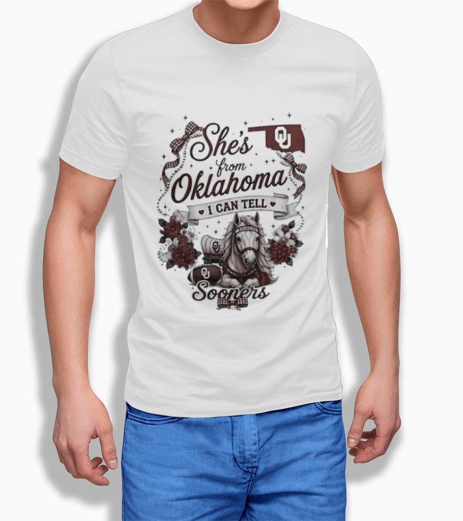 She's From Oklahoma I Can Tell Sooners OU State Pride Football T-Shirt