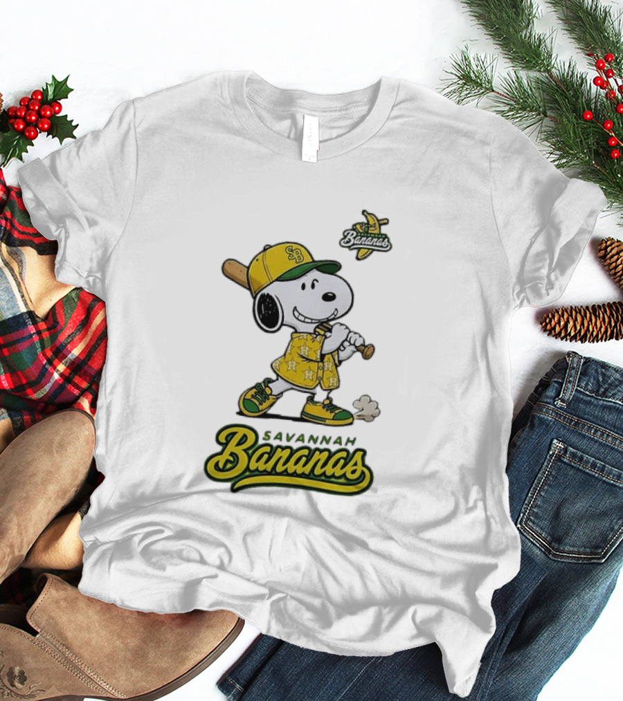 Snoopy Savannah Bananas Peanuts Baseball Collaboration T-Shirt