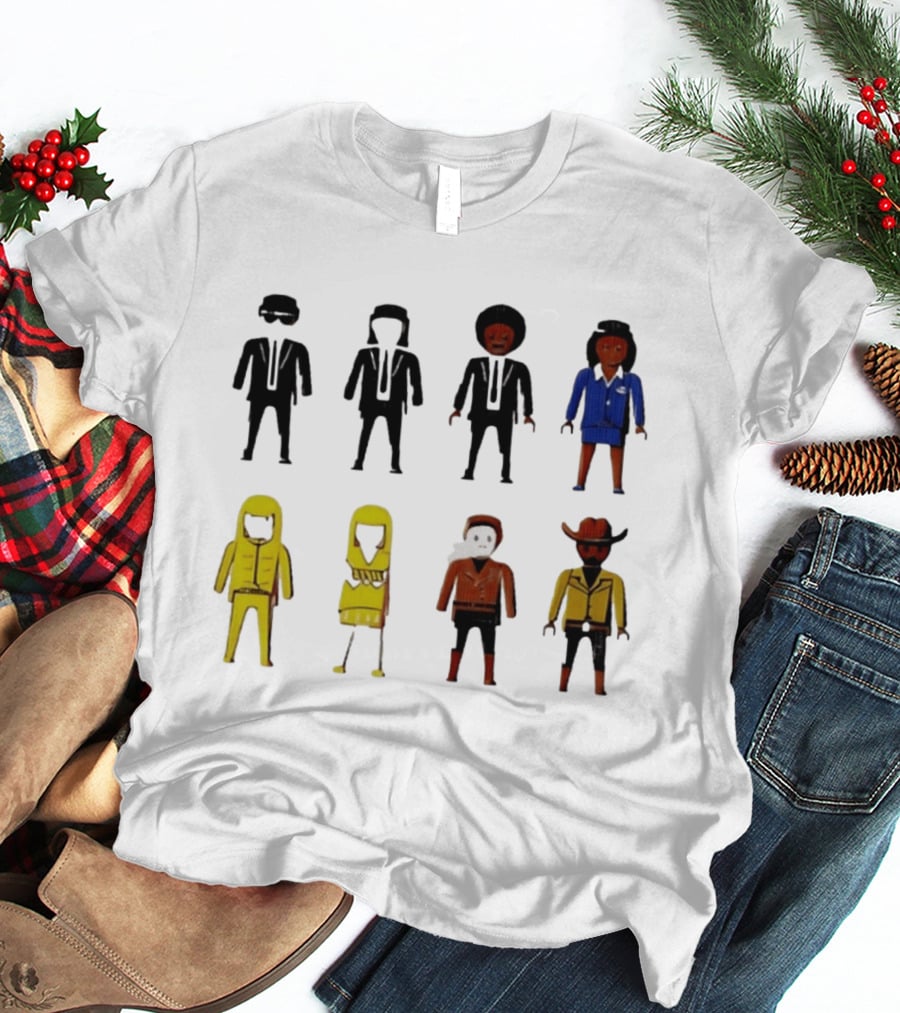 Tarantino Movie Characters Playful Figurine Lineup T-Shirt