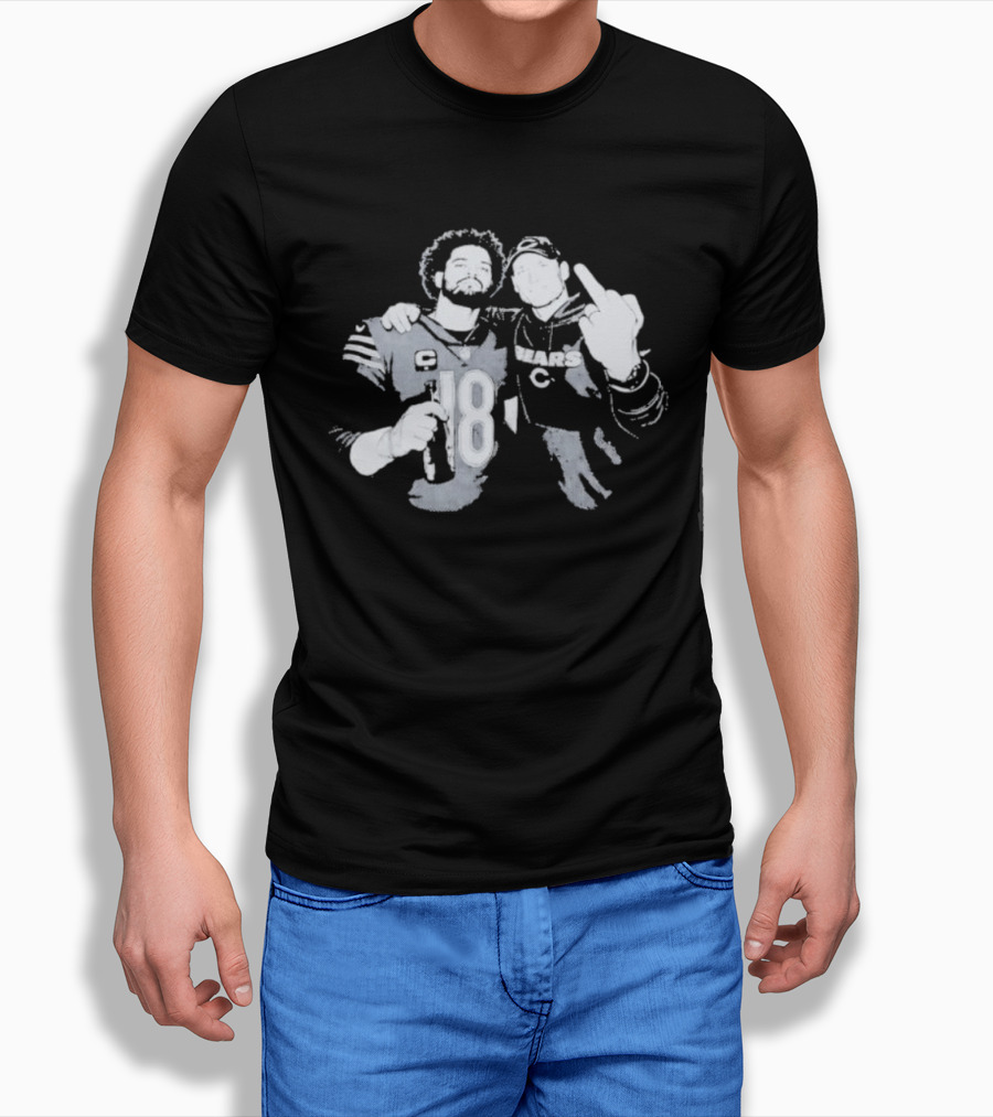 Bears Caleb Williams Ben Johnson Middle Finger Gesture T-Shirt