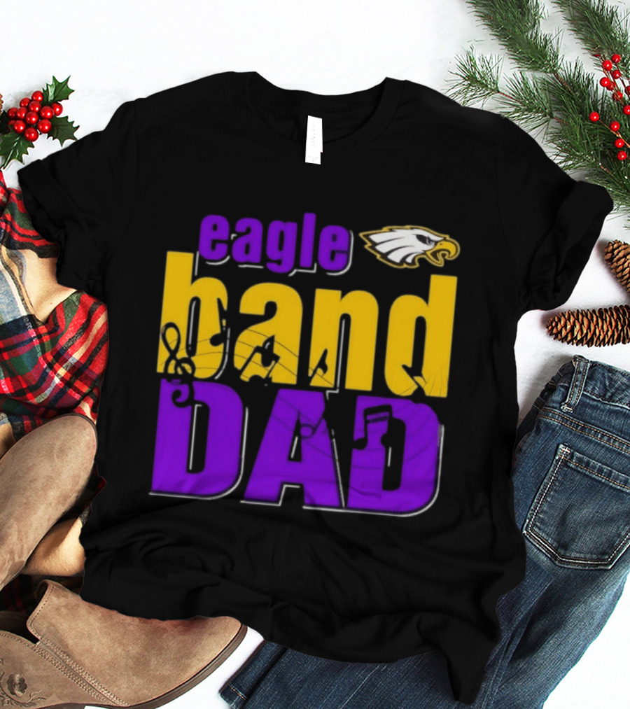 Eagle Band Dad With Eagle Head Icon Yellow And Purple T-Shirt