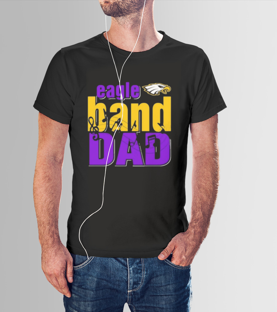 Eagle Band Dad With Eagle Head Icon Yellow And Purple T-Shirt