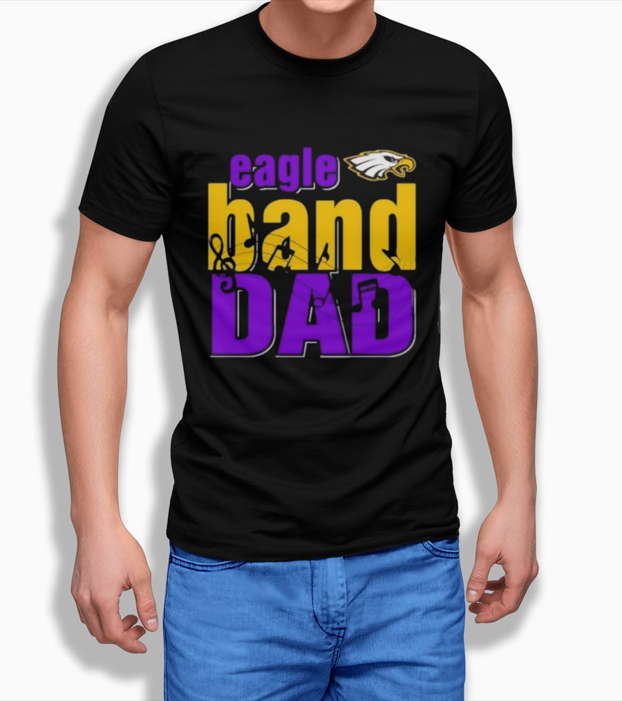 Eagle Band Dad With Eagle Head Icon Yellow And Purple T-Shirt