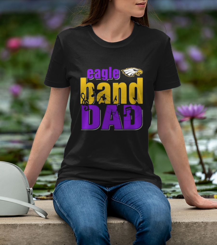 Eagle Band Dad With Eagle Head Icon Yellow And Purple T-Shirt
