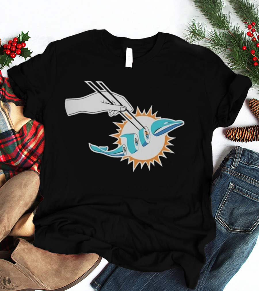 Miami Dolphins Sushi Roll Chopsticks T-Shirt