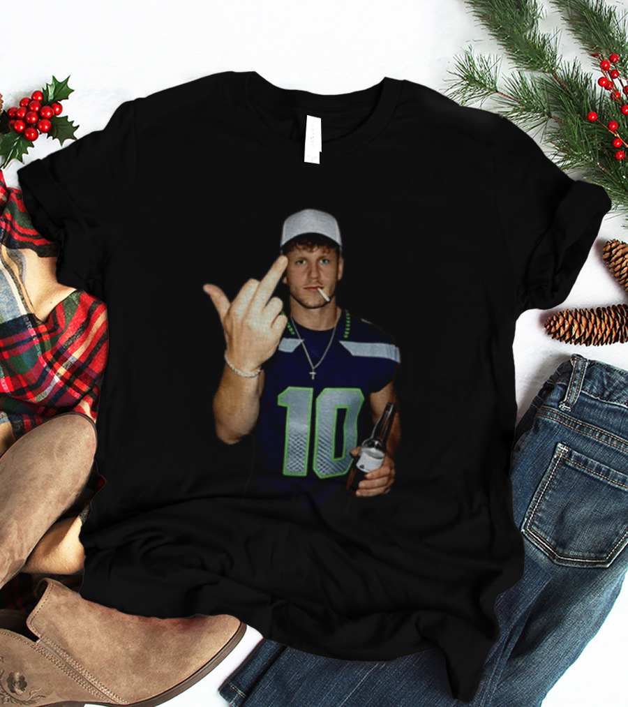 Seattle Seahawks Cooper Kupp Smoking Beer Gesture Iconic Football T-Shirt