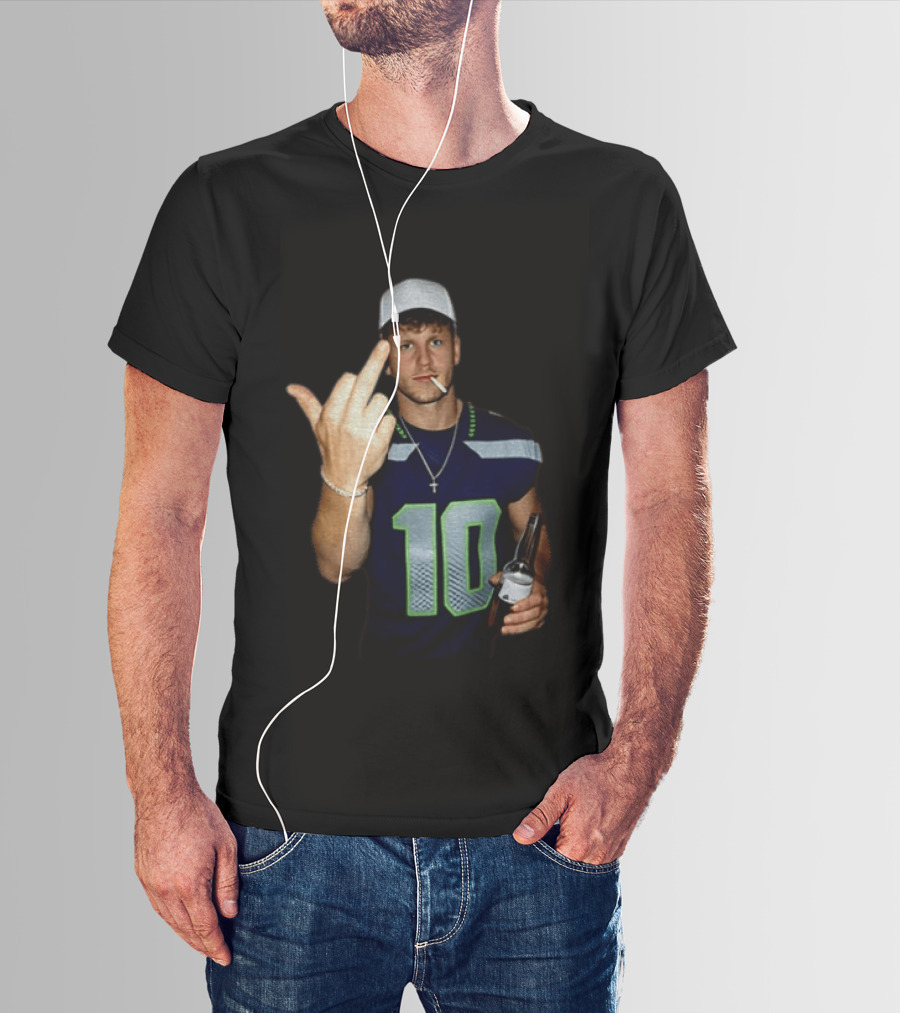 Seattle Seahawks Cooper Kupp Smoking Beer Gesture Iconic Football T-Shirt