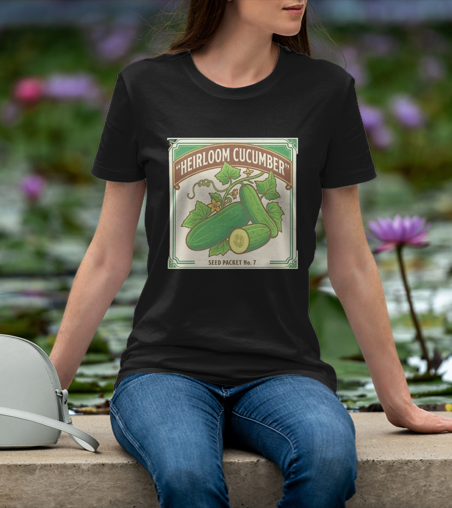 Heirloom Cucumber Seed Packet No 7 Vintage Gardening Iconic Green T-Shirt