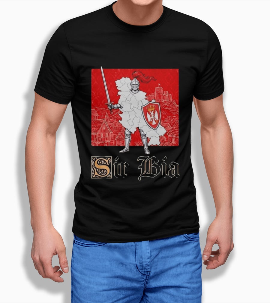 Sir Bia Knight Of Serbia Map Serbian Pride Shield Armor Heritage T-Shirt