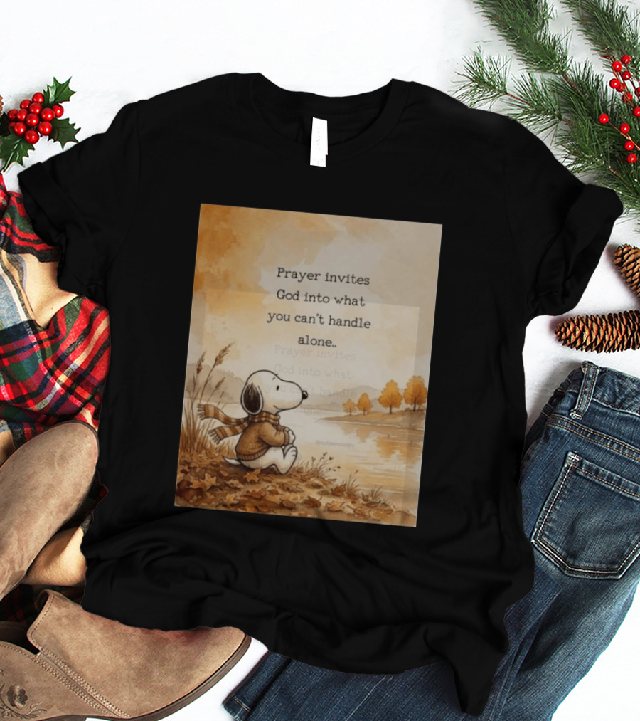 Snoopy Prayer Invites God Into What You Can't Handle Alone Autumn Scene T-Shirt