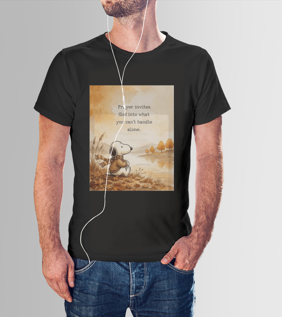 Snoopy Prayer Invites God Into What You Can't Handle Alone Autumn Scene T-Shirt