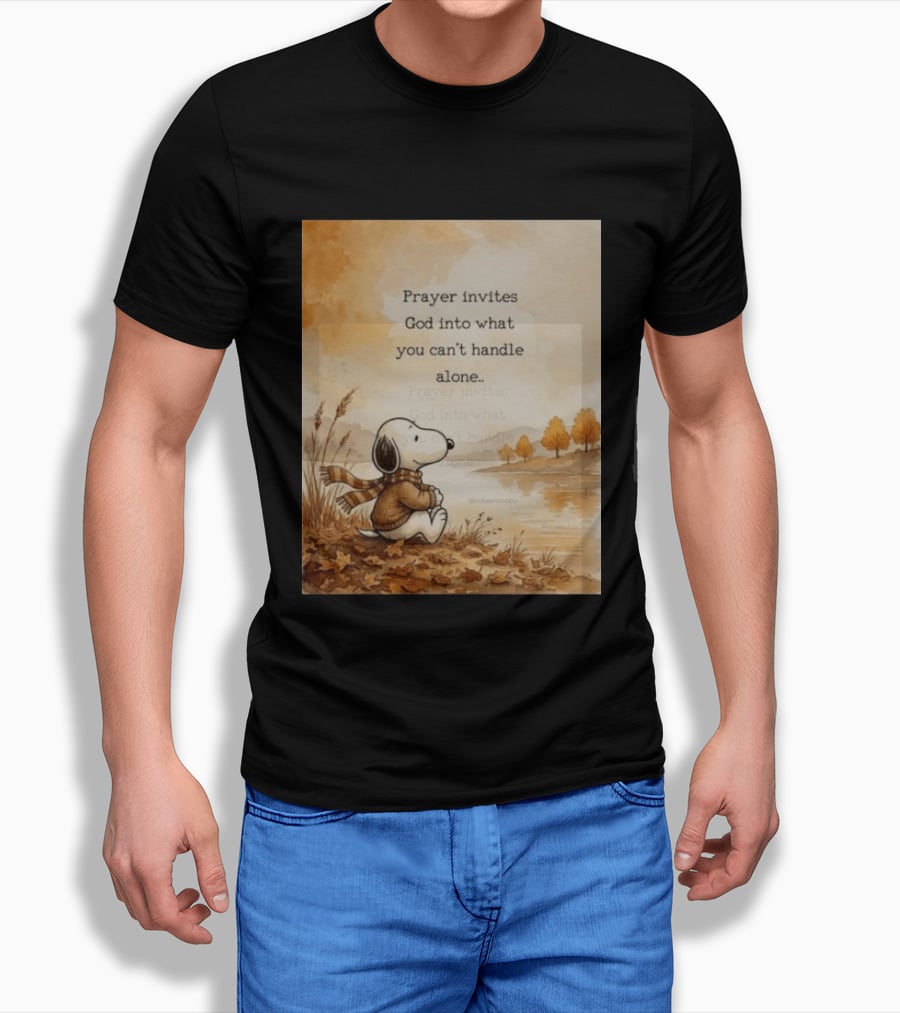 Snoopy Prayer Invites God Into What You Can't Handle Alone Autumn Scene T-Shirt