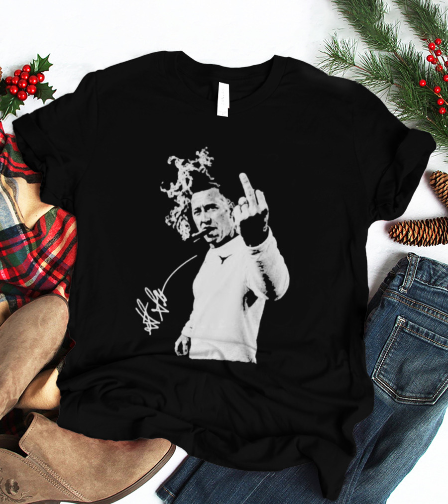 Steve Sarkisian Gesture Smoking Cigar Signature T-Shirt