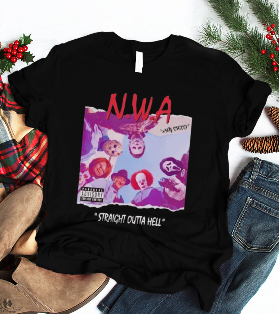 N.W.A Straight Outta Hell Horror Movie Character Mashup T-Shirt