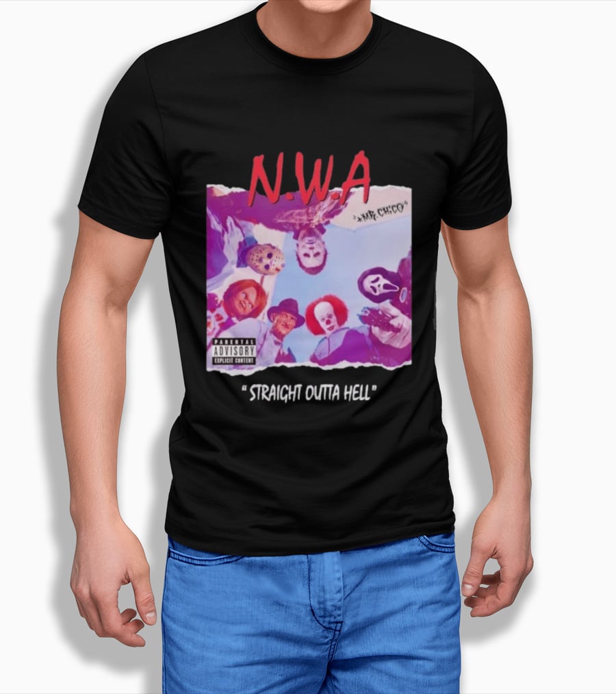 N.W.A Straight Outta Hell Horror Movie Character Mashup T-Shirt