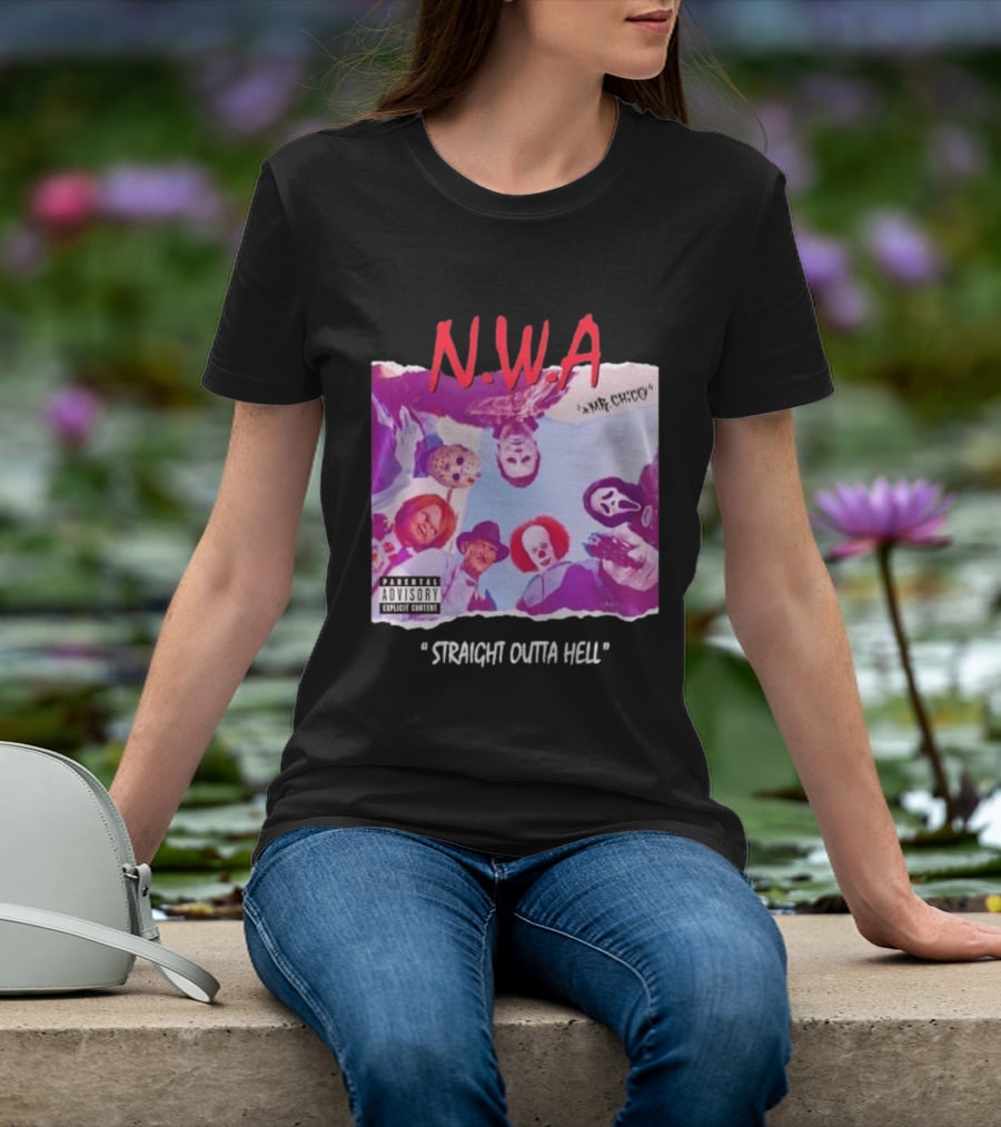 N.W.A Straight Outta Hell Horror Movie Character Mashup T-Shirt