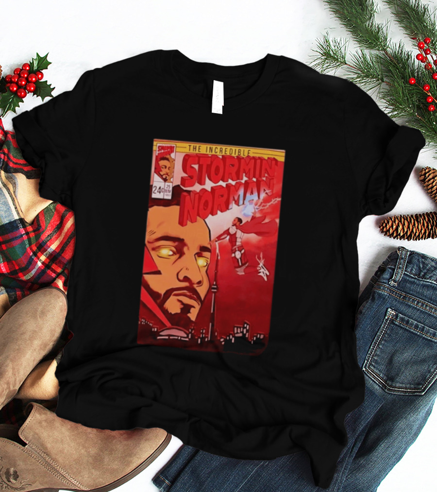 The Incredible Stormin Norman Comic Book Flying Superhero Cityscape 25 Cent Issue 24 T-Shirt