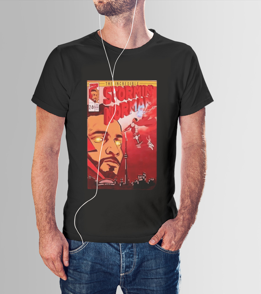 The Incredible Stormin Norman Comic Book Flying Superhero Cityscape 25 Cent Issue 24 T-Shirt