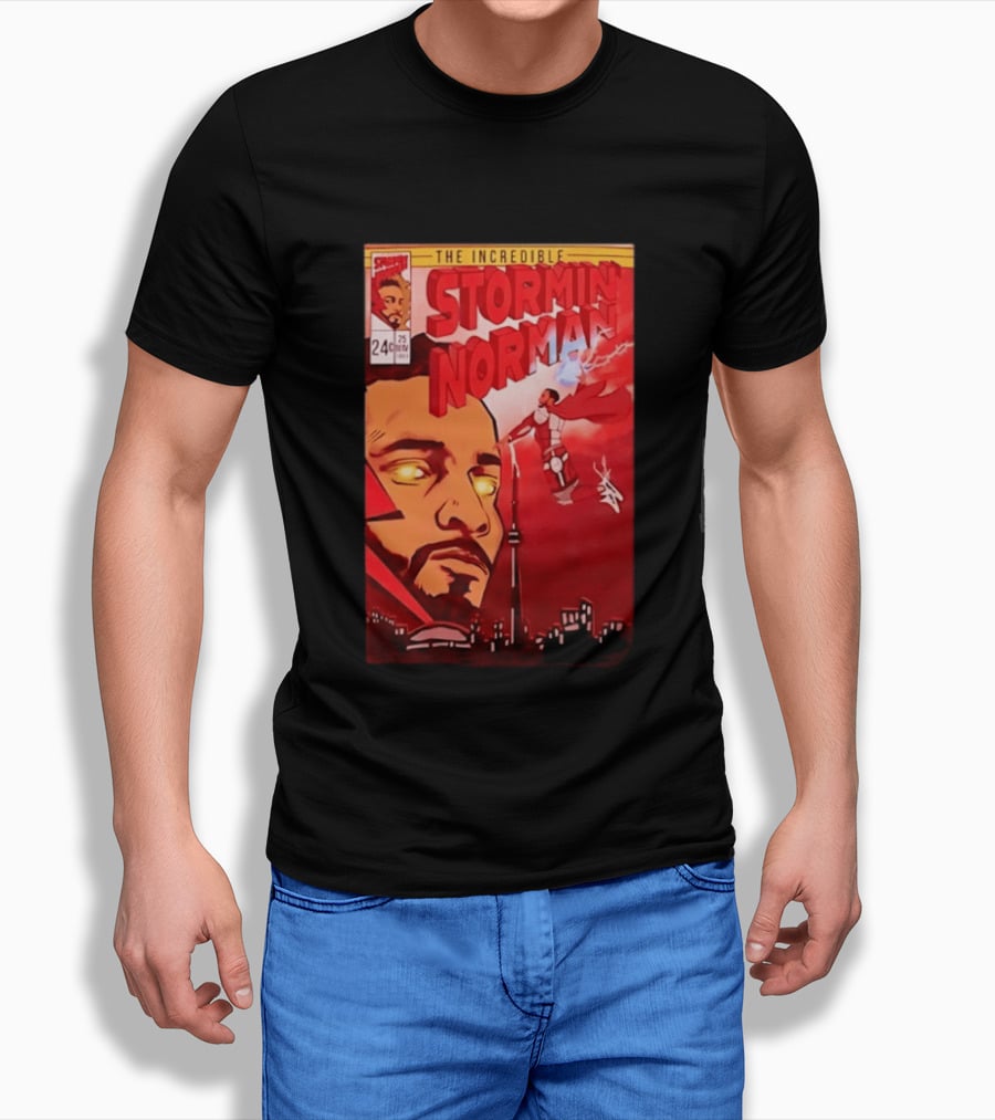The Incredible Stormin Norman Comic Book Flying Superhero Cityscape 25 Cent Issue 24 T-Shirt