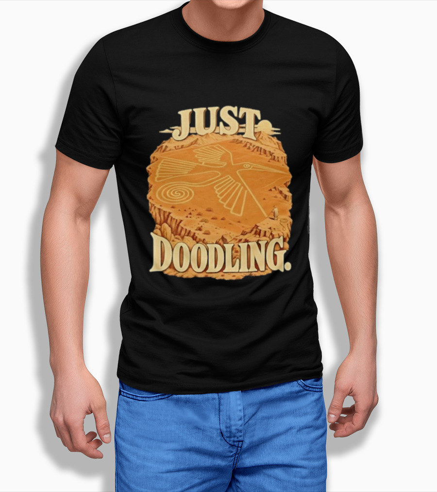 Just Doodling Nazca Lines Hummingbird Desert Landscape T-Shirt
