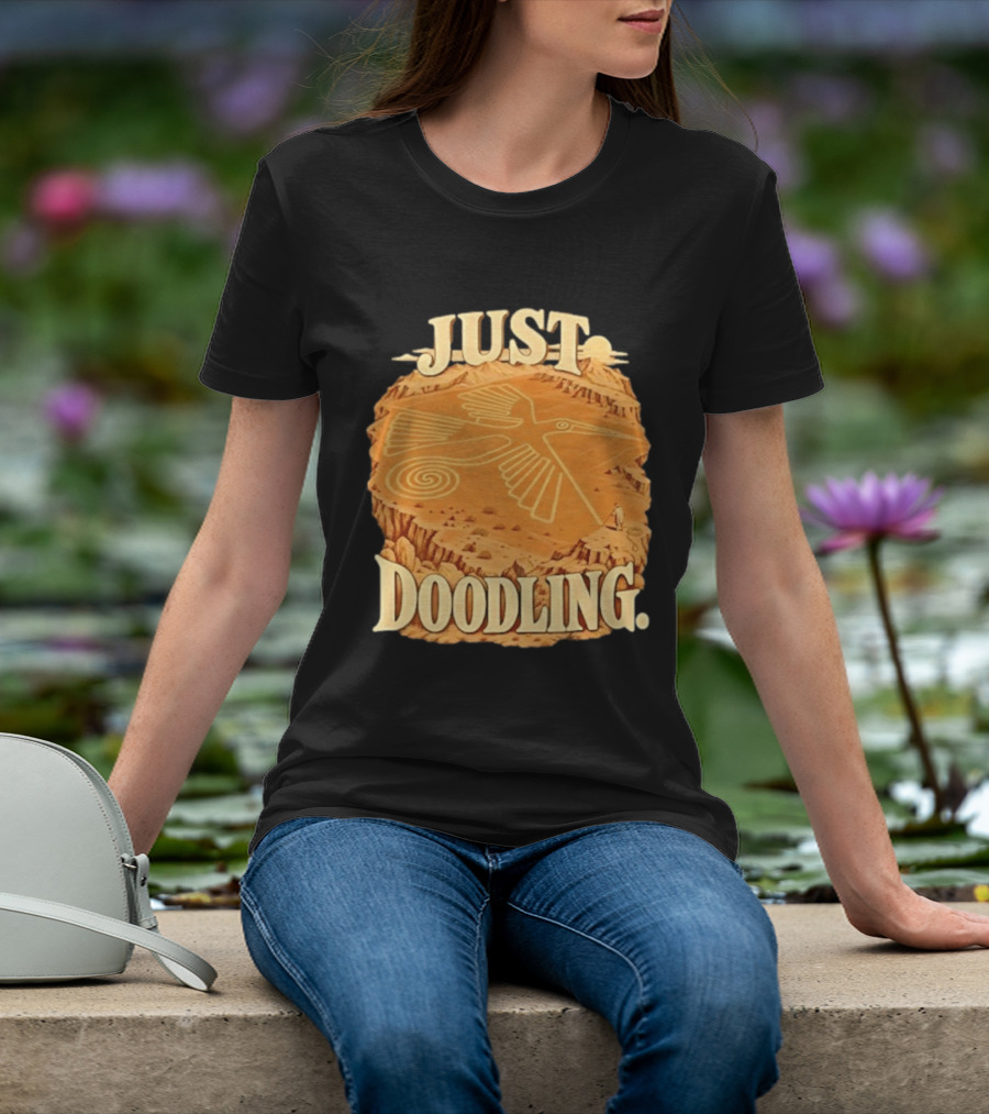 Just Doodling Nazca Lines Hummingbird Desert Landscape T-Shirt