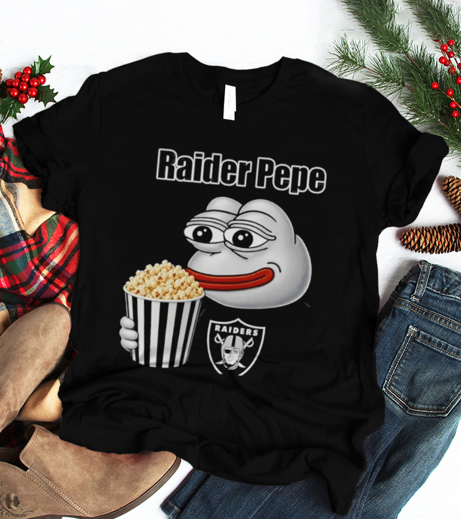 Las Vegas Raiders Raider Pepe Popcorn Meme T-Shirt