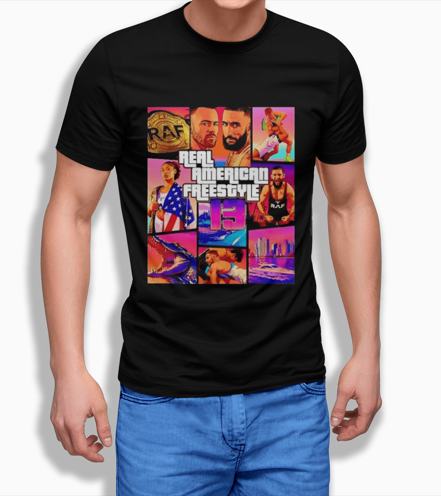 Real American Freestyle 13 Wrestling RAF Alligator Miami Scene T-Shirt
