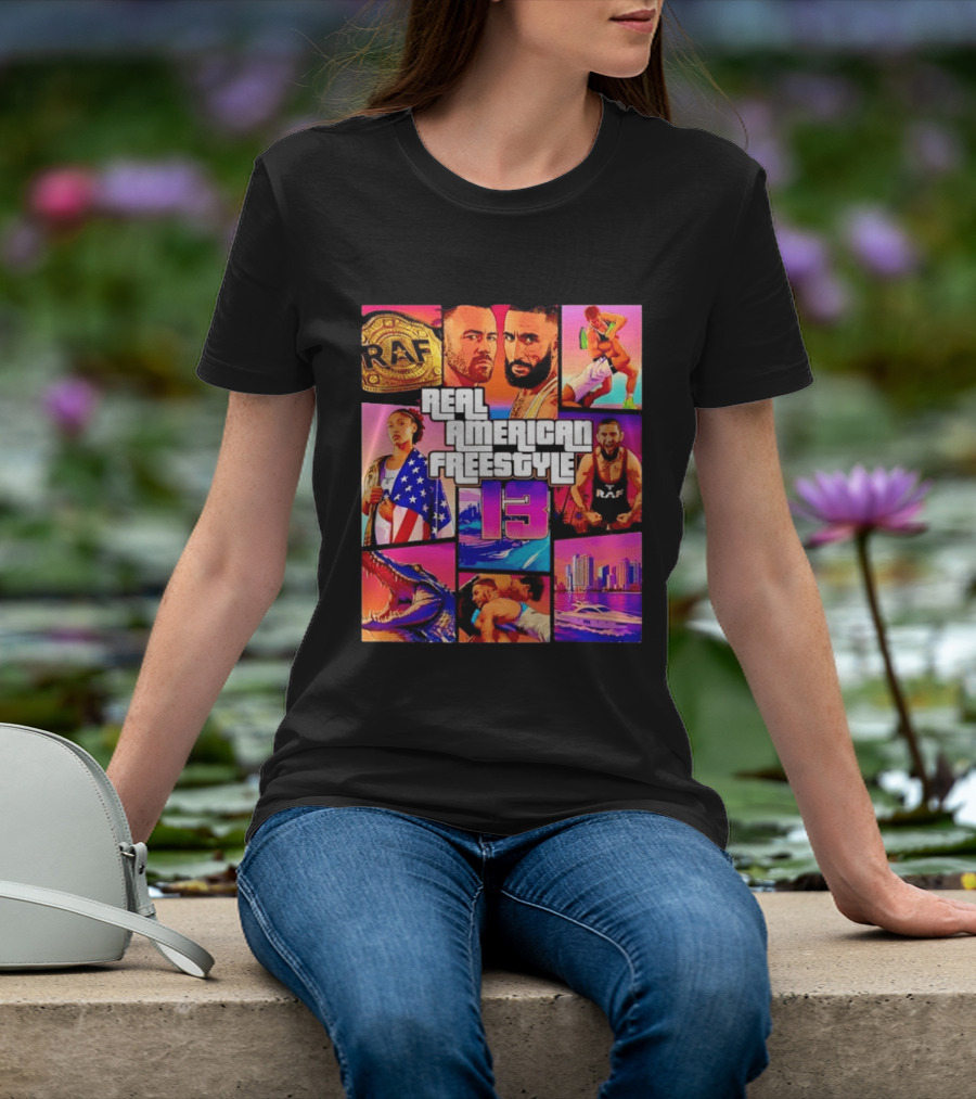 Real American Freestyle 13 Wrestling RAF Alligator Miami Scene T-Shirt