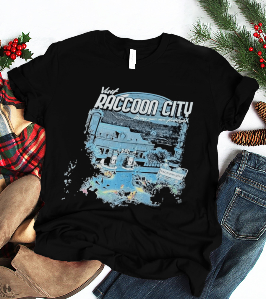 Visit Raccoon City Bring Your Own Flashlight RPD Entrance Postcard T-Shirt