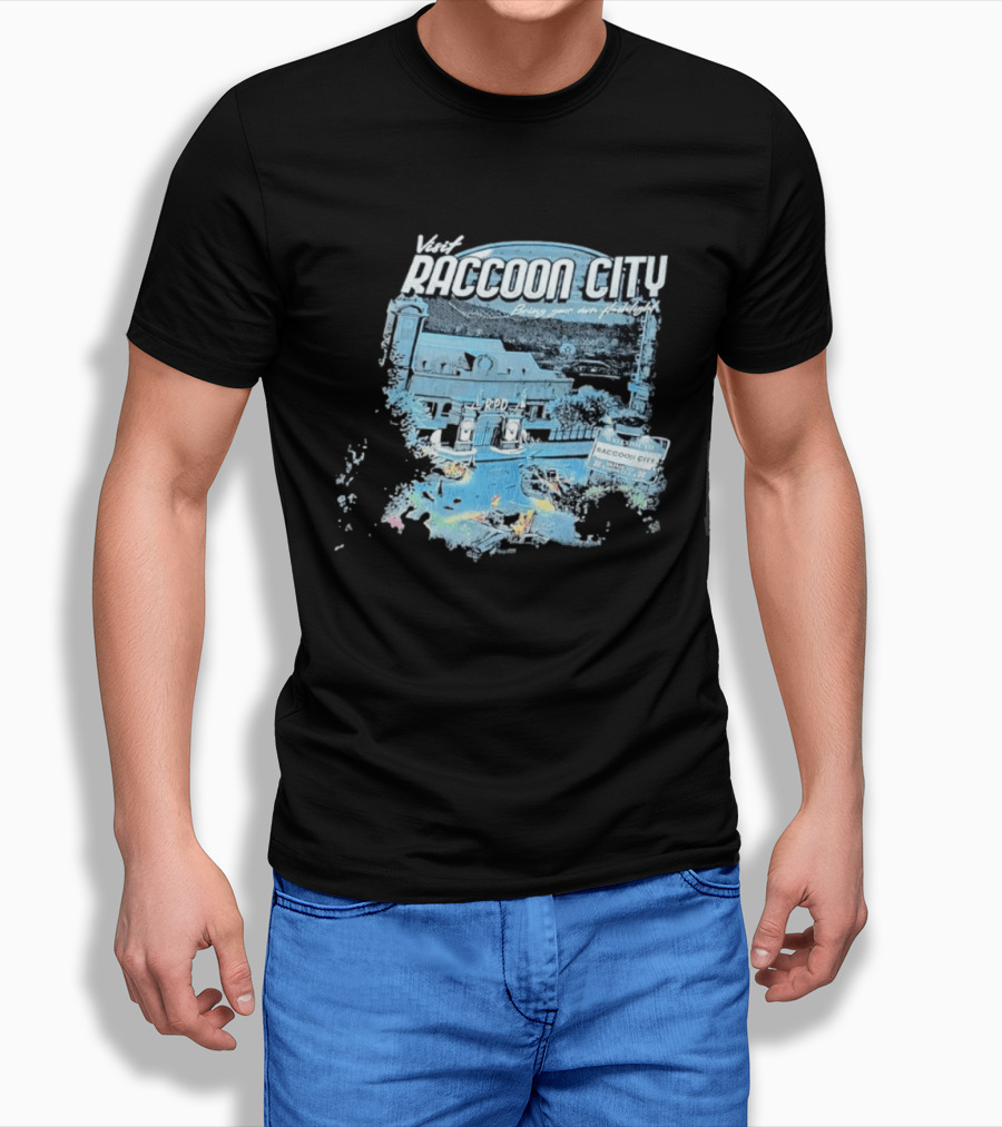 Visit Raccoon City Bring Your Own Flashlight RPD Entrance Postcard T-Shirt