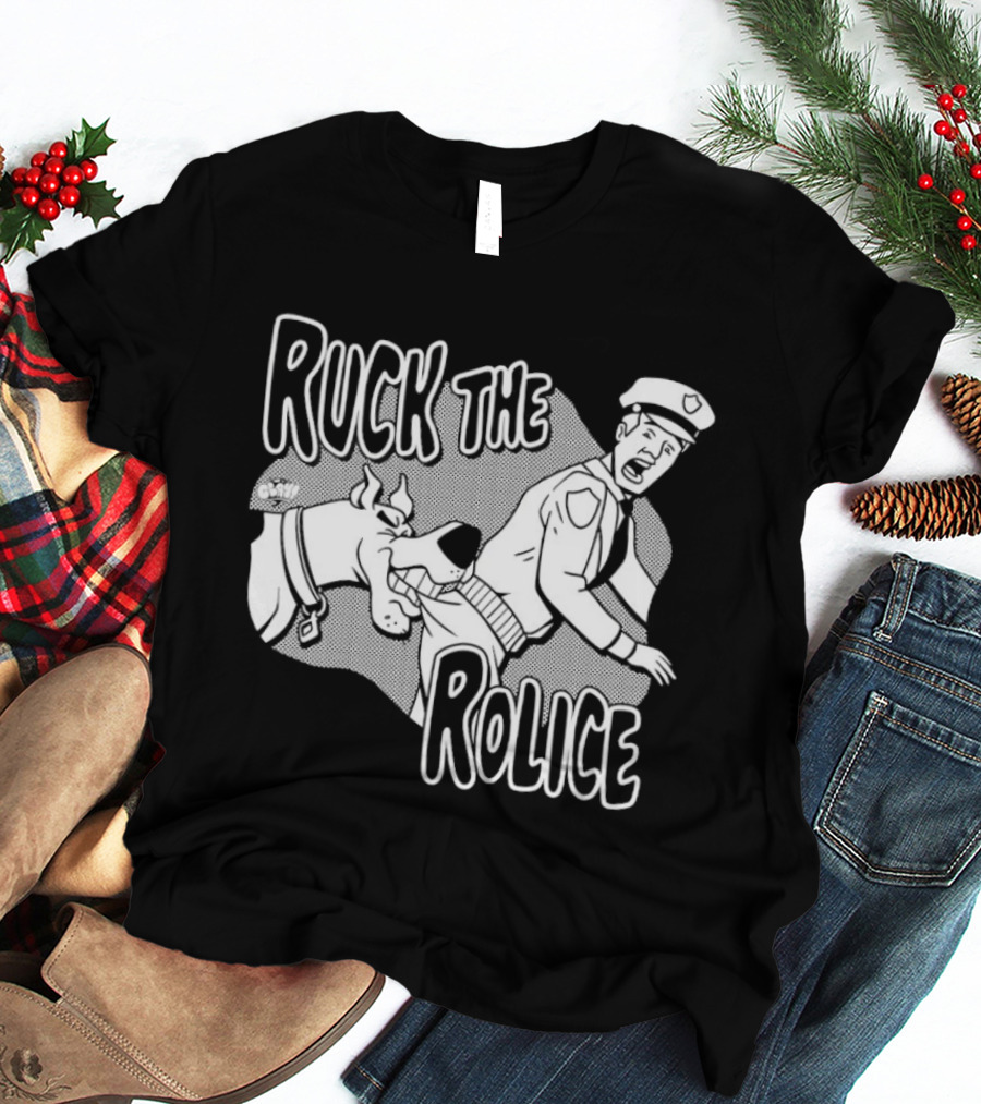 Ruck The Rolice Cartoon Dog Satire Pop Culture Police Officer And Dog T-Shirt